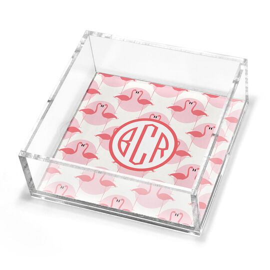 Flamingos Petite Lucite Trinket Tray
